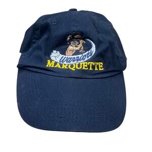 Uncas Marquette Hat Black Adjustable Strapback Cap Embroidered Outdoors Dad Hat
